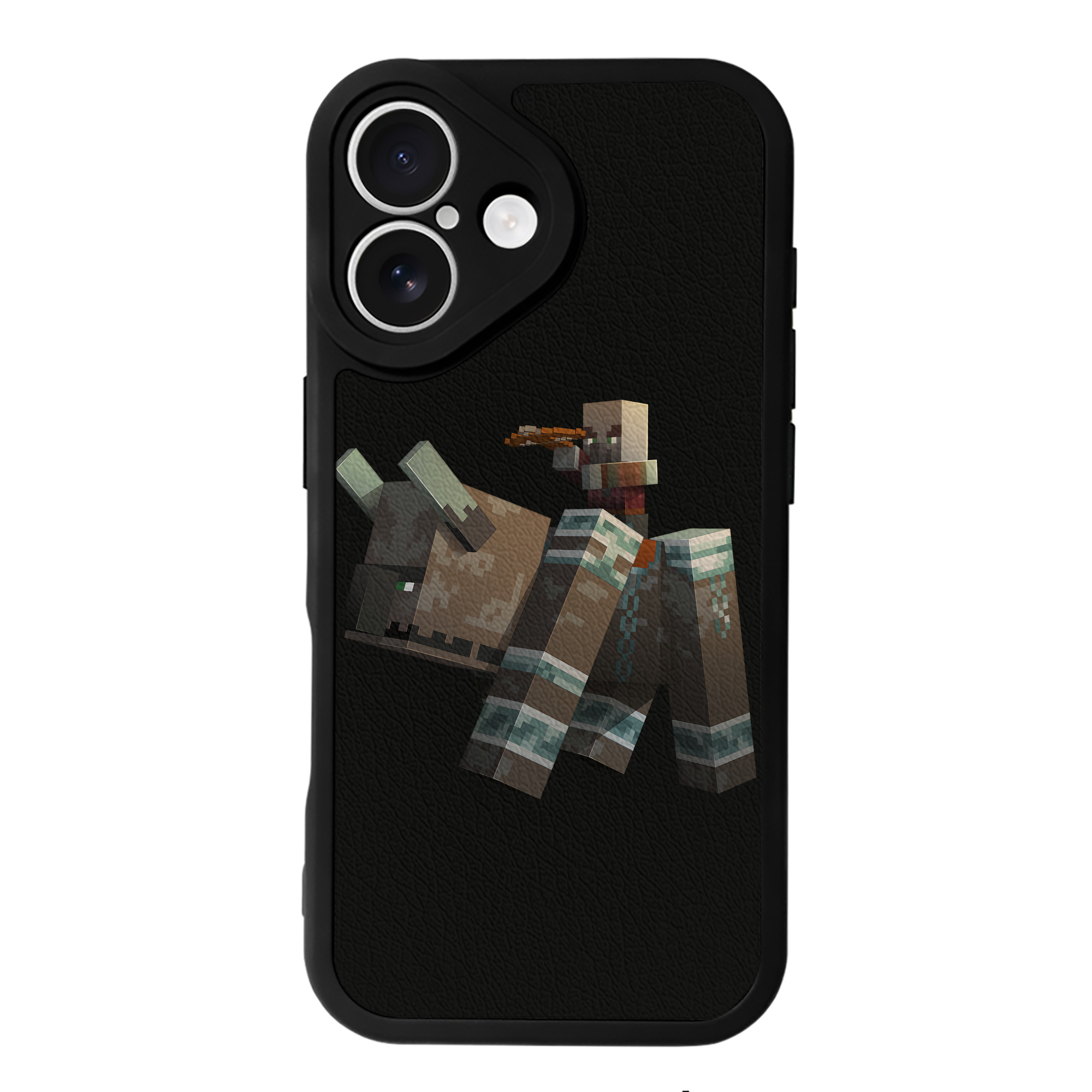 （画像用） マインクラフト ブロックの世界 Minecraft MC Block world 【iPhone 16シリーズ対応】シリコンスマホケース（レザー調） 材質：シリコン